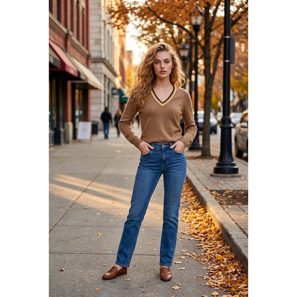 J.Crew 100%‎ Cashmere V-Neck Oversized Sweater Heather Camel Small NWT